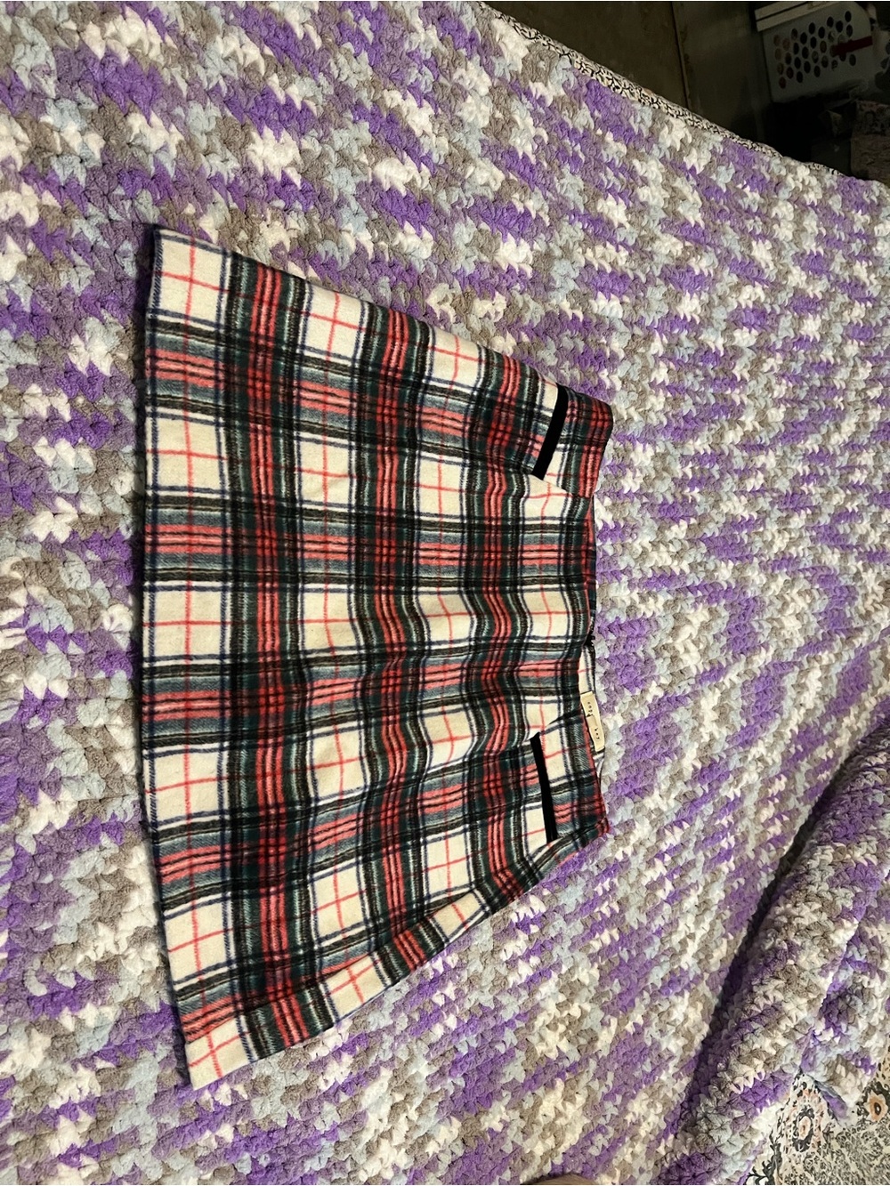 Copper Key Plaid Mini Skirt in Cream, Red, and Black